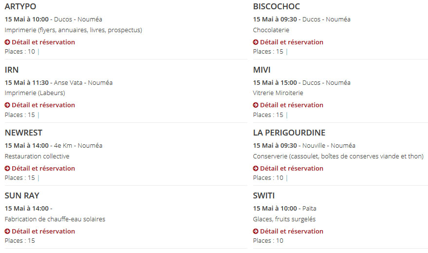 Planning visites entreprises